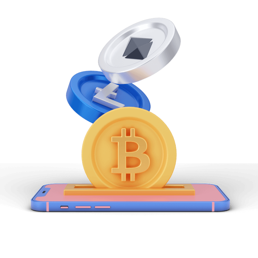 3D Cryptocurrency Trading Illustration